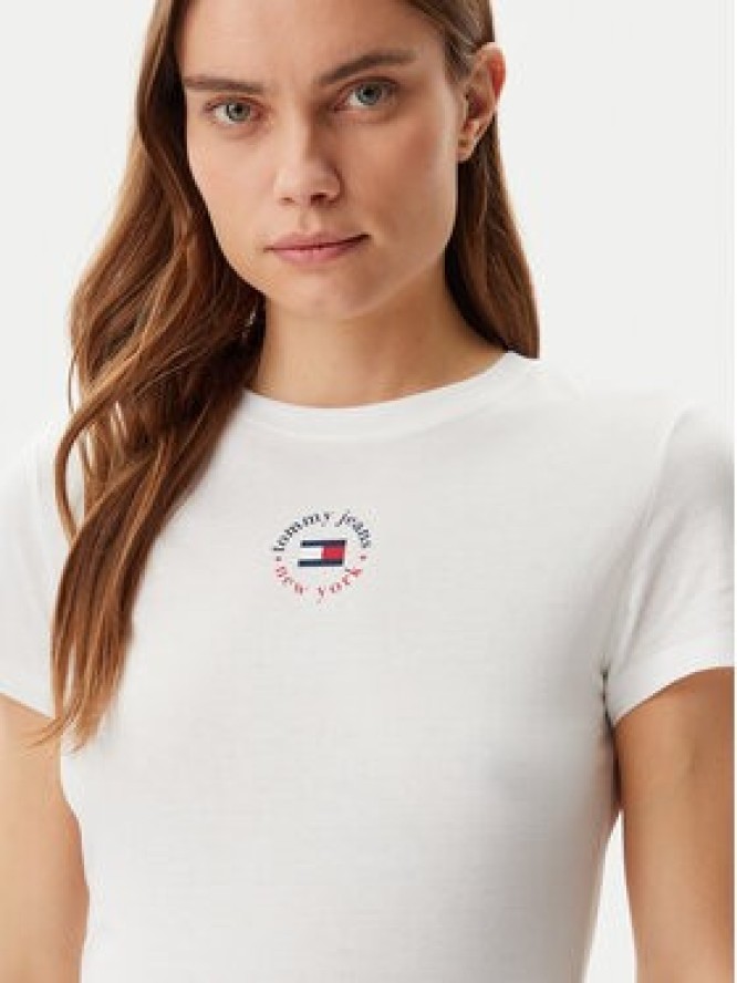 Tommy Jeans T-Shirt Essential DW0DW20316 Biały Slim Fit