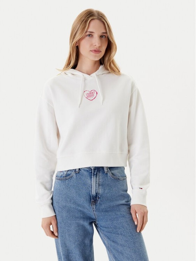 Tommy Jeans Bluza Heart DW0DW21408 Biały Relaxed Fit