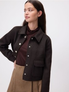 Kurtka z kołnierzykiem - ciemnobrązowy