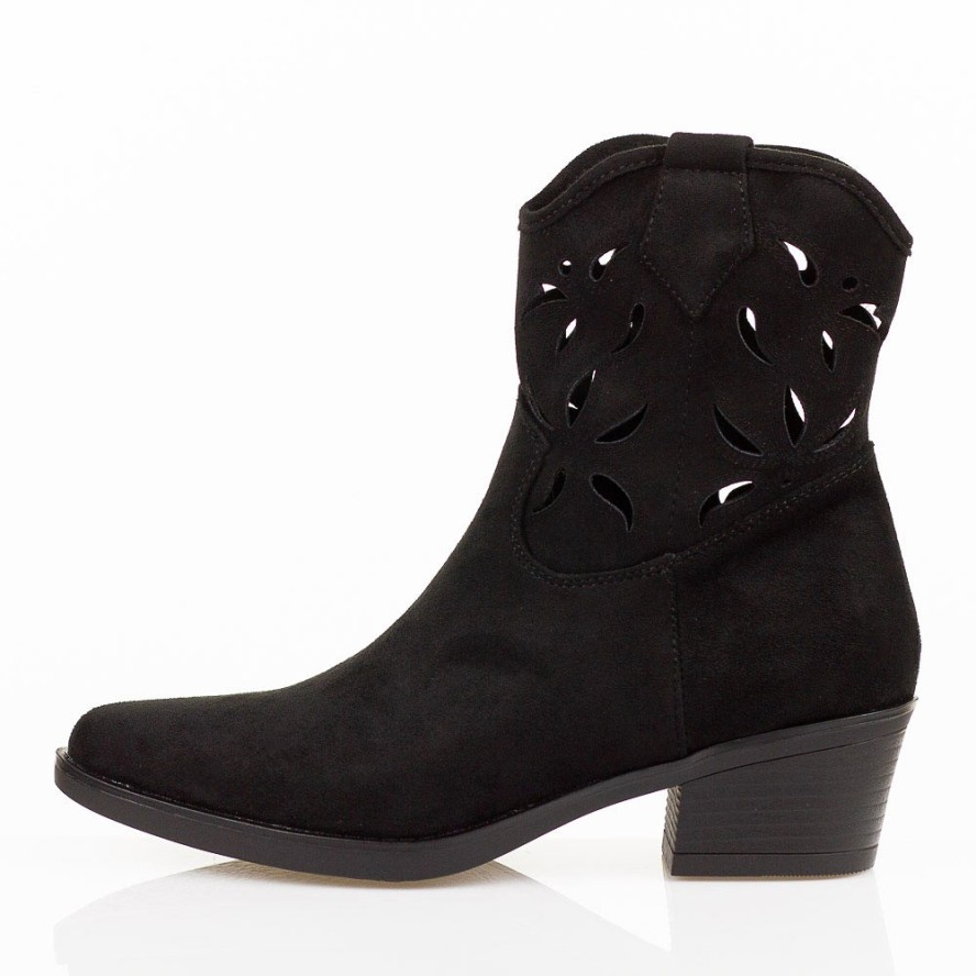 Czarne zamszowe kowbojki, botki damskie M.Daszyński 2382-11