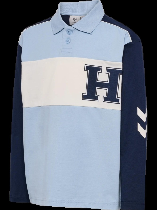 hummel polo długi rękaw jersey z bawełny organicznej – CASHMERE BLUE