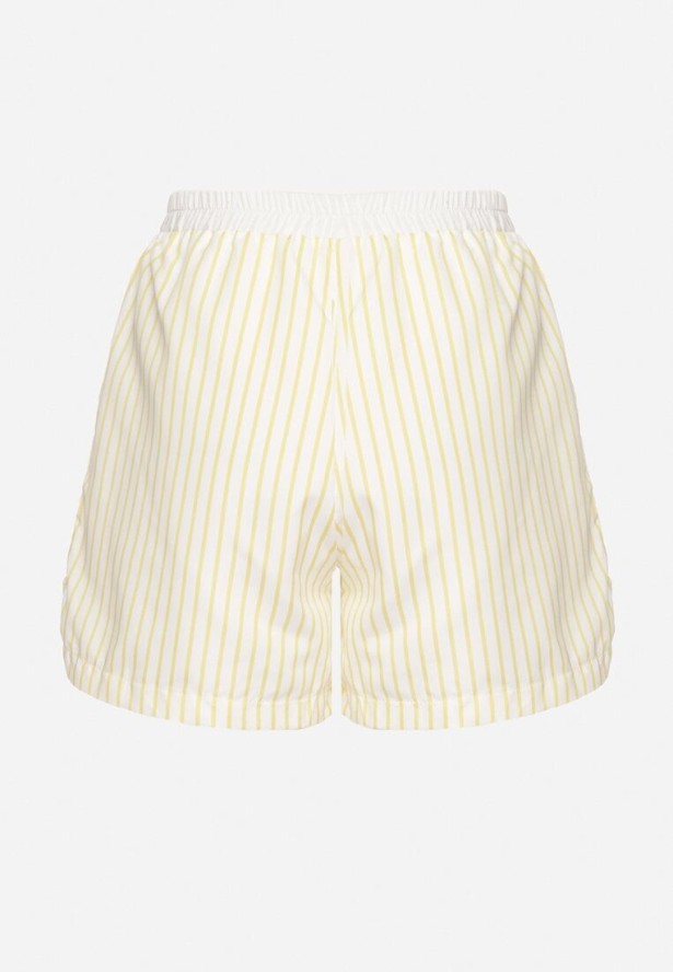 Żółte Szorty w Paski z Wiązaniem Mevadra