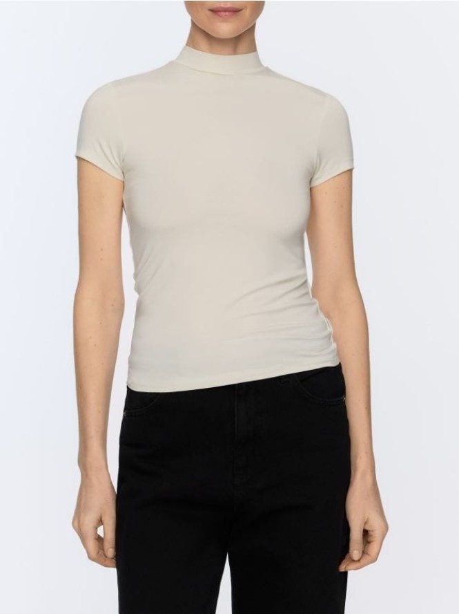 T-shirt z włóknami bambusowymi - złamana biel