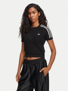 adidas T-Shirt Knitted Crochet Tee KC6481 Czarny Regular Fit