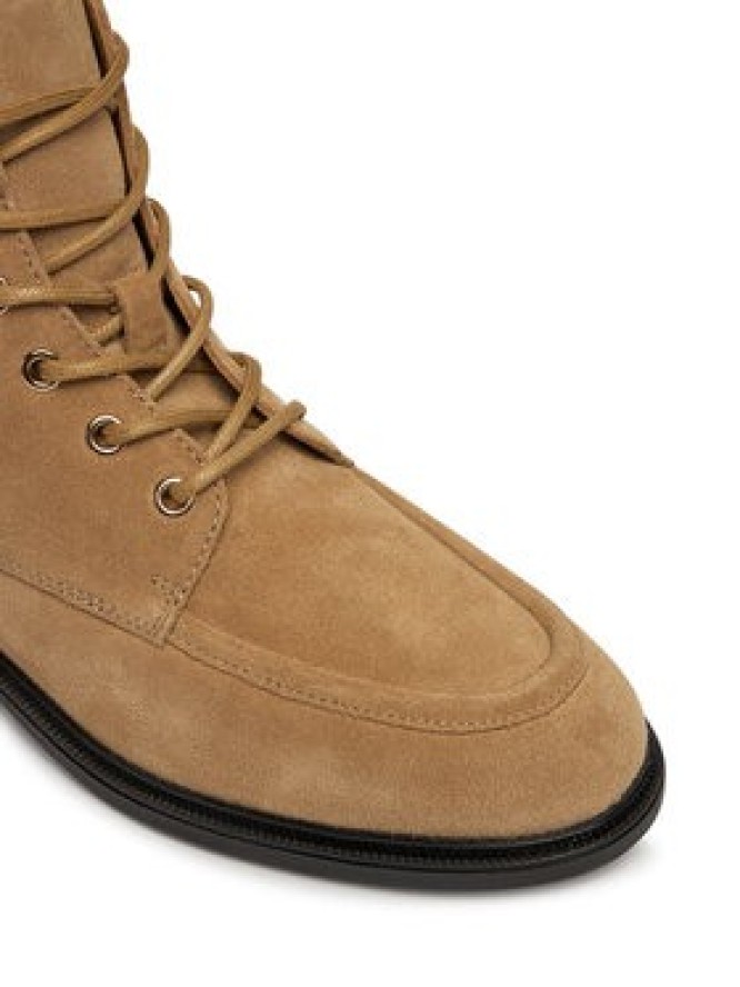 Tommy Hilfiger Trzewiki Enamel Flag Suede Lace-Up Boot FW0FW09681 Brązowy jasny