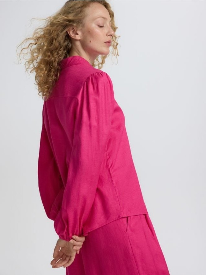 Koszula z dodatkiem lnu - fuksja