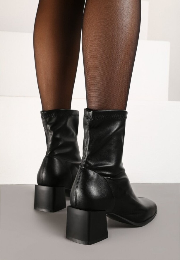 Czarne Botki na Niskim Słupku Sileurie