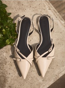 Baleriny z odkrytą piętą - biały