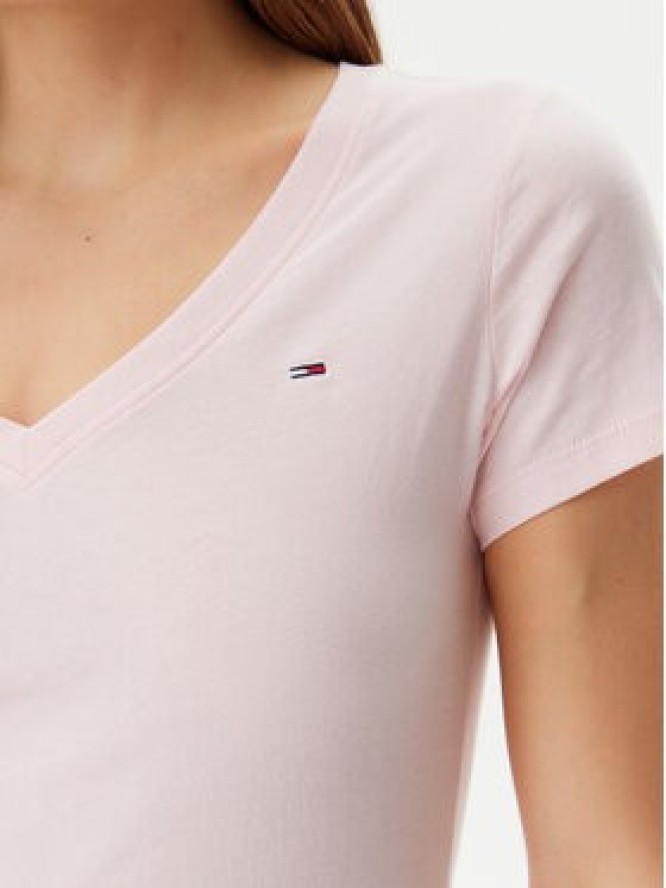 Tommy Jeans T-Shirt DW0DW20458 Różowy Slim Fit