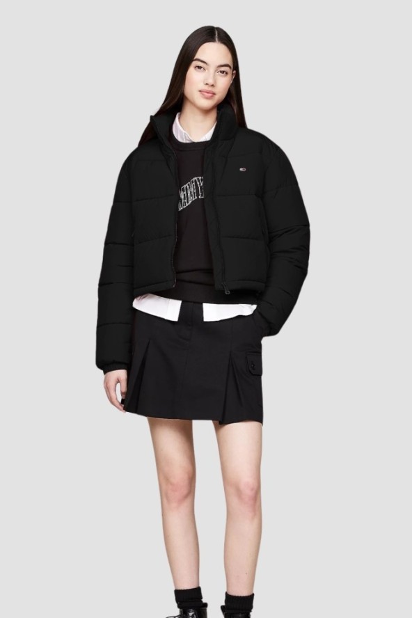 TOMMY JEANS Czarna kurtka damska z drobnym logo, Rozmiar L