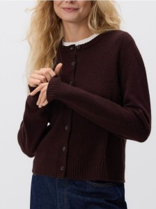 Wełniany kardigan - ciemnobrązowy