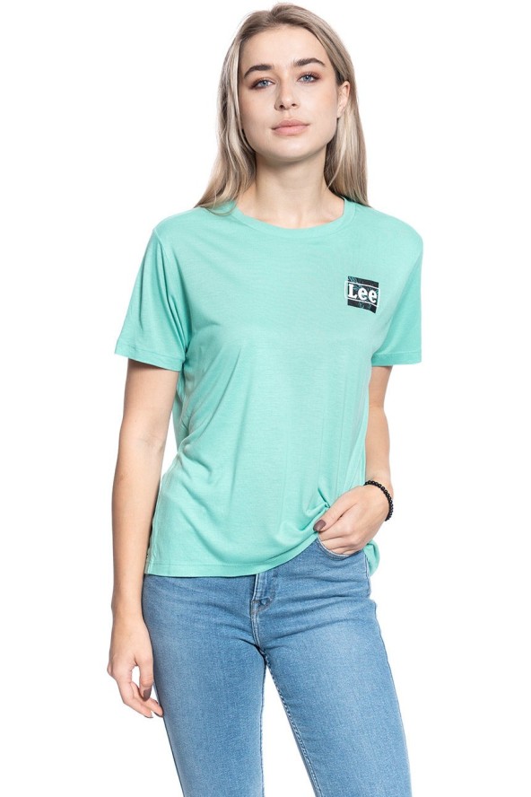 DAMSKI T-SHIRT LEE RELAXED FIT TEE AGATE GREEN L40CBWNB 112108497