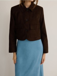 Kurtka z imitacji zamszu - ciemnobrązowy