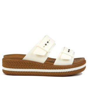Klapki damskie platformy Crocs BROOKLYN WOVEN BUCKLE