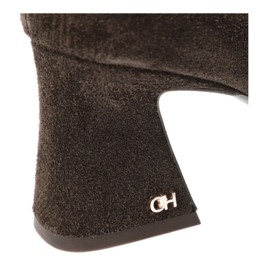 Czółenka damskie Chebello, eleganckie zamszowe na wysokim obcasie, brązowe, 4742_-268-000-PSK-S417