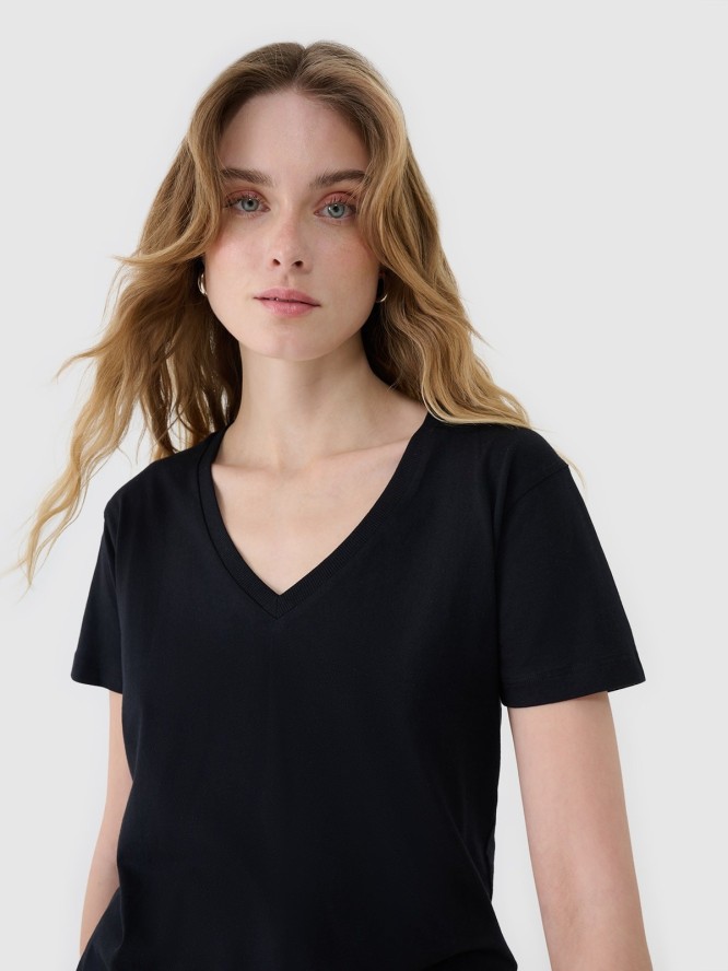 4F T-shirt oversize z modalem damski - czarny S