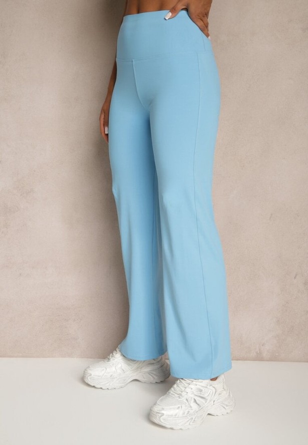 Niebieskie Legginsy High Waist z Szeroką Gumką w Pasie Idalania