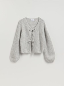 Kardigan z wełną alpaki - jasnoszary
