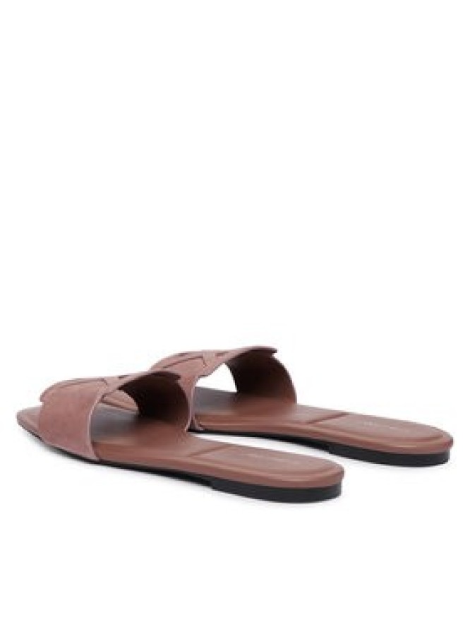 Calvin Klein Klapki Square Flat Sndl Embl Suede HW0HW03055 Różowy