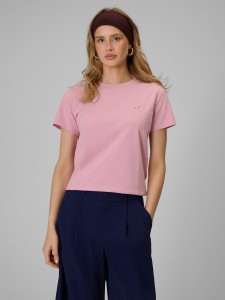 4F T-shirt regular gładki damski - różowy M