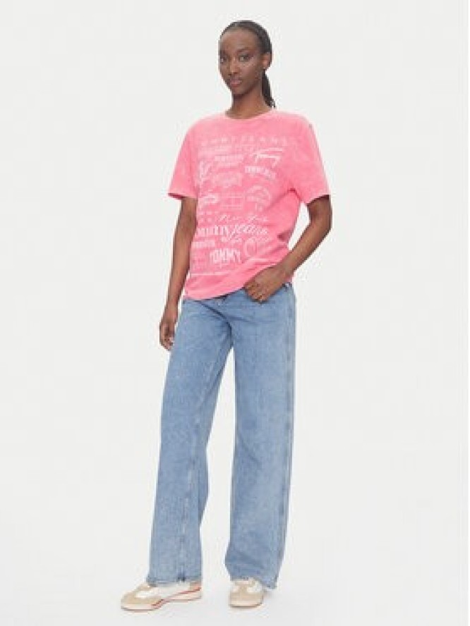 Tommy Jeans T-Shirt Multi Brand DW0DW20923 Różowy Relaxed Fit