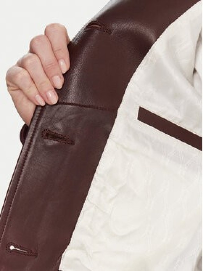 Tommy Hilfiger Kurtka skórzana WW0WW46861 Bordowy Regular Fit