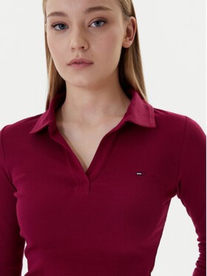 Tommy Jeans Bluzka Essential DW0DW21933 Bordowy Slim Fit