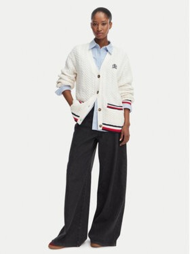 Tommy Jeans Kardigan DW0DW22934 Biały Regular Fit