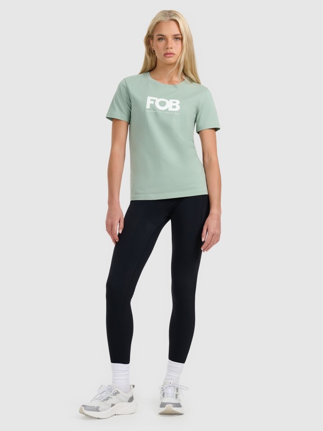 4F T-shirt regular z nadrukiem damski - zielony S