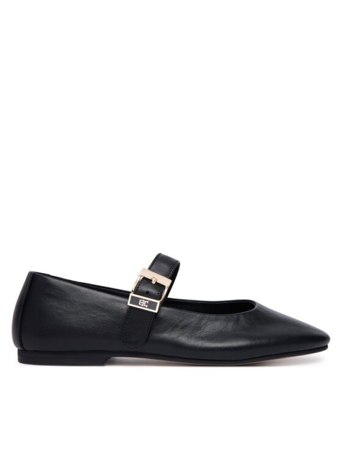 Tommy Hilfiger Baleriny Buckle Leather Ballerina FW0FW09684 Czarny