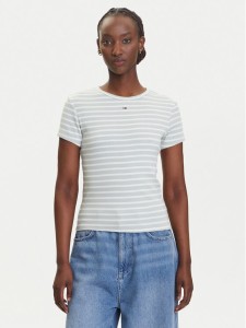 Tommy Jeans T-Shirt Essential DW0DW17383 Zielony Slim Fit