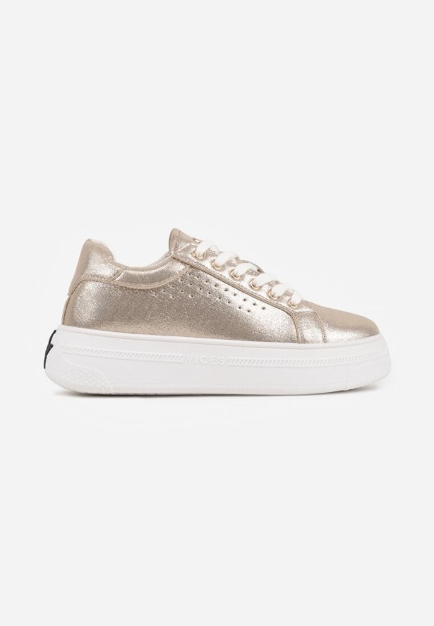 Złote Sneakersy VICES Ozdobione Gwiazdą i Błyszczącą Wstawką Oranatta