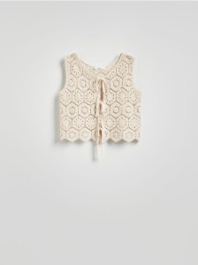 Crochetowa kamizelka - kremowy