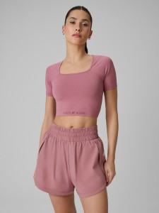 4F Crop top treningowy bezszwowy damski - różowy XS/S