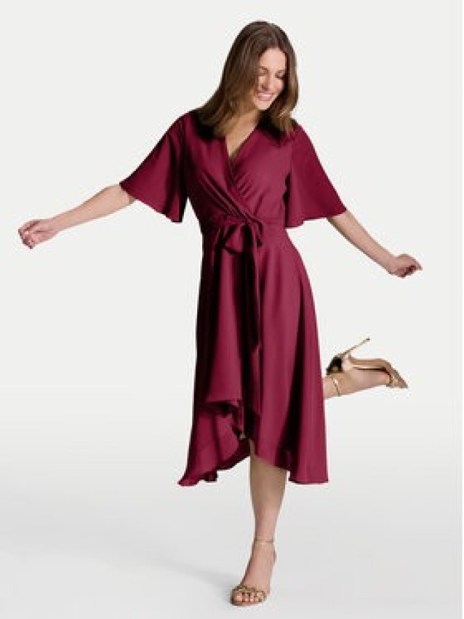 Swing Sukienka koktajlowa 5AI10200 Bordowy Regular Fit