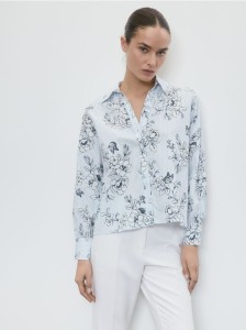 Bawełniana koszula w kwiaty - wielobarwny