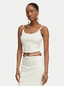 Guess Top E6GP01 KG322 Kremowy Slim Fit