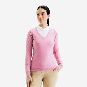Sweter do golfa damski Inesis MW100 dekolt w serek