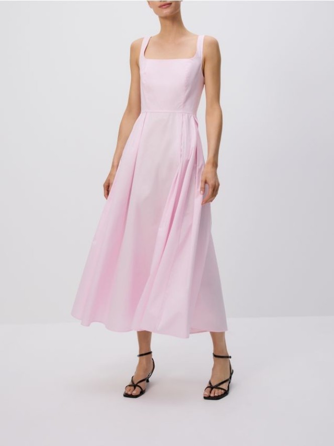 Bawełniana sukienka midi - różowy