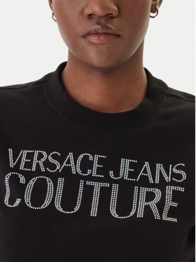 Versace Jeans T-Shirt 80HAHT09 Czarny Regular Fit