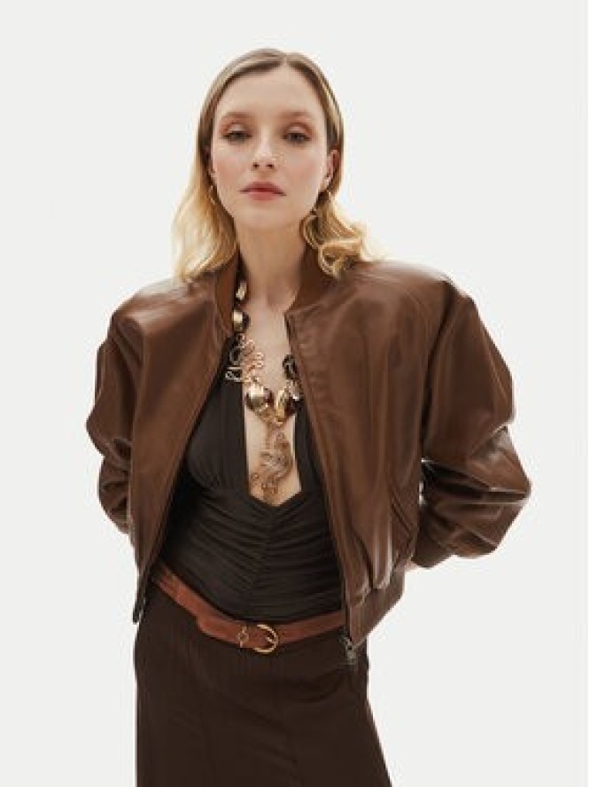 Serge Pariente Kurtka skórzana Gaia Brązowy Regular Fit