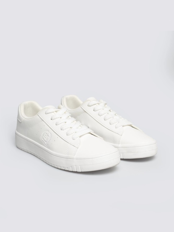 sneakersy damskie ze skóry ekologicznej białe nn274577 101
