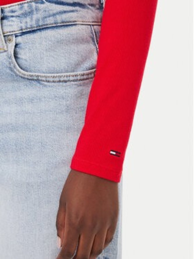 Tommy Jeans Bluzka DW0DW23259 Czerwony Slim Fit