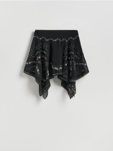 Asymetryczna spódnica mini - czarny