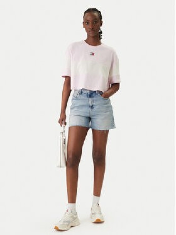 Tommy Jeans T-Shirt Badge Colour-Blocked DW0DW18706 Różowy Oversize
