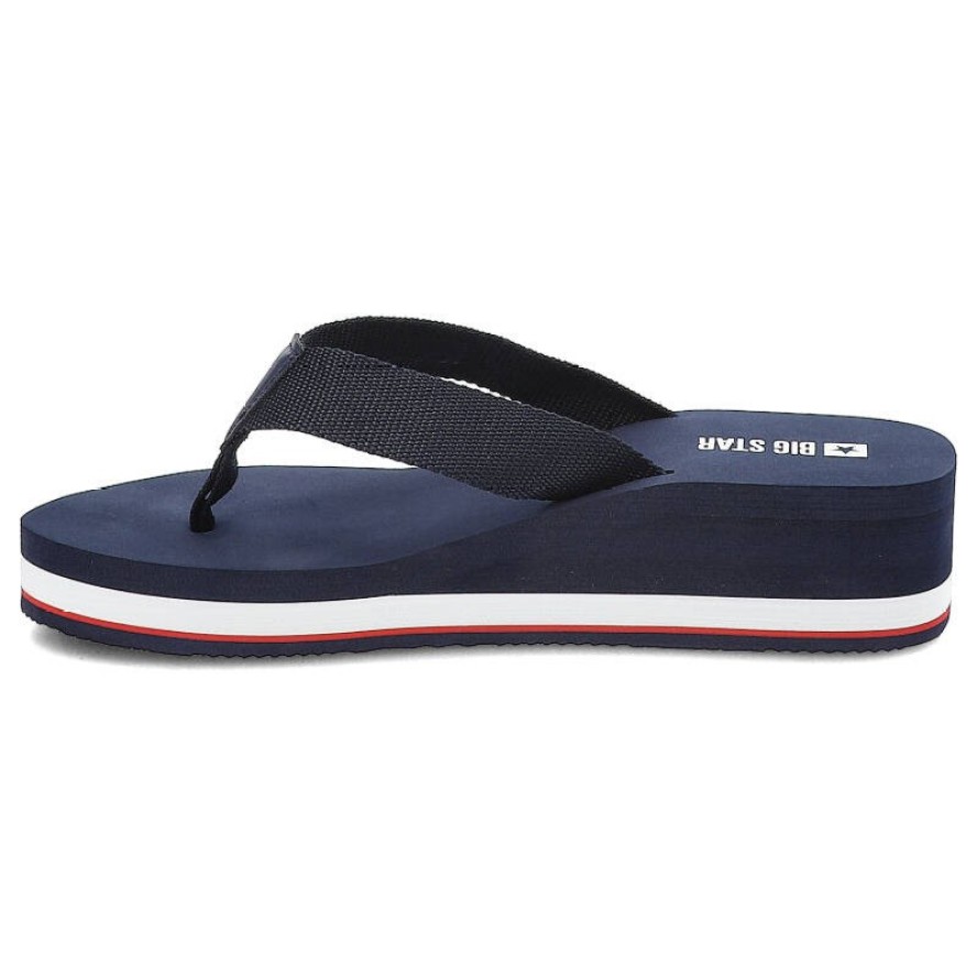 Granatowe Japonki Big Star Wsuwane Obuwie Damskie