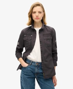 superdry Military Shirt z bawełny organicznej – BLACKBOARD