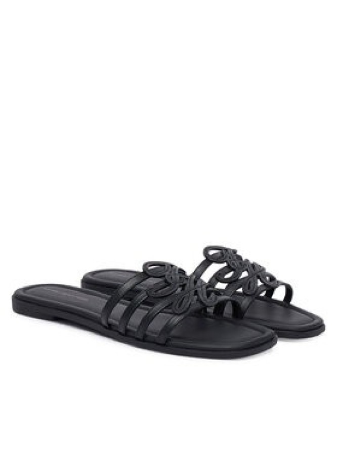 Tommy Hilfiger Klapki Th Script Flat Mule Lth FW0FW09368 Czarny