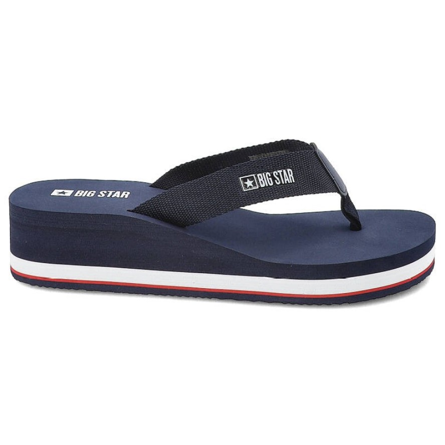 Granatowe Japonki Big Star Wsuwane Obuwie Damskie