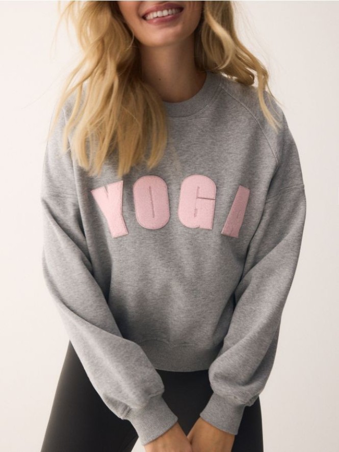 Bawełniana bluza z napisem - jasnoszary